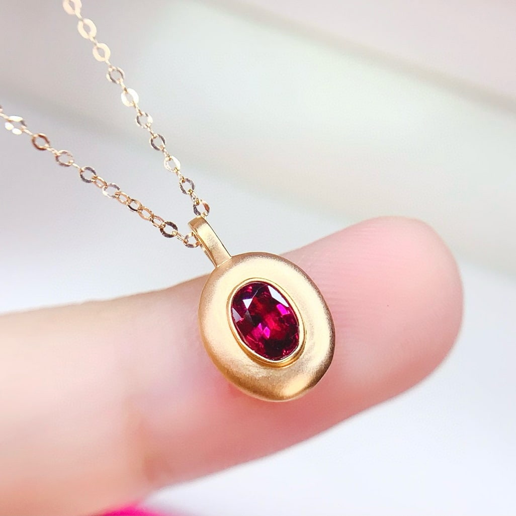 14k Gold 0.5 Ct Natural Ruby Necklace - 2