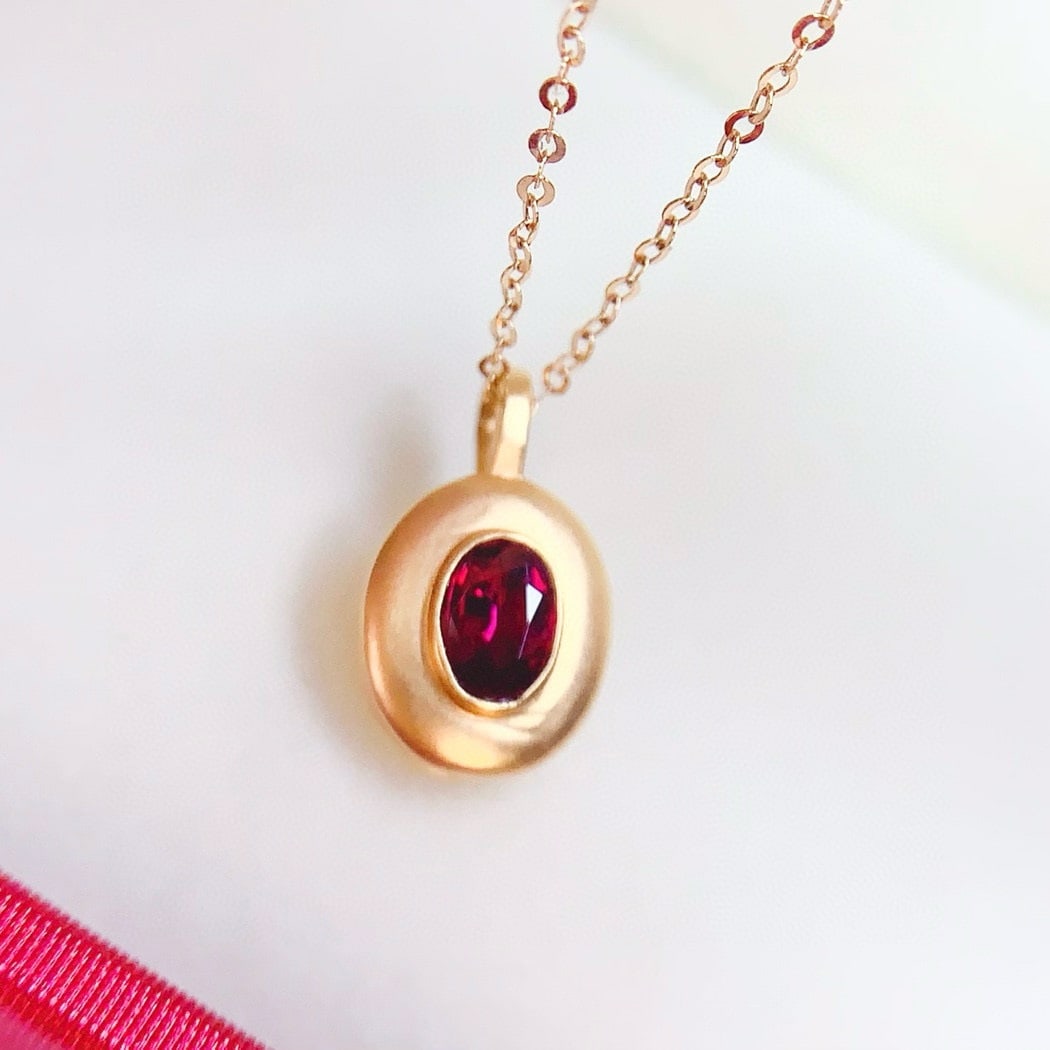 14k Gold 0.5 Ct Natural Ruby Necklace - 3
