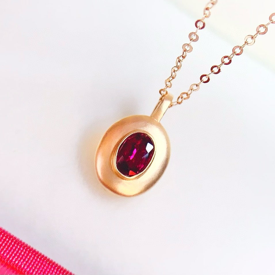 14k Gold 0.5 Ct Natural Ruby Necklace - 4