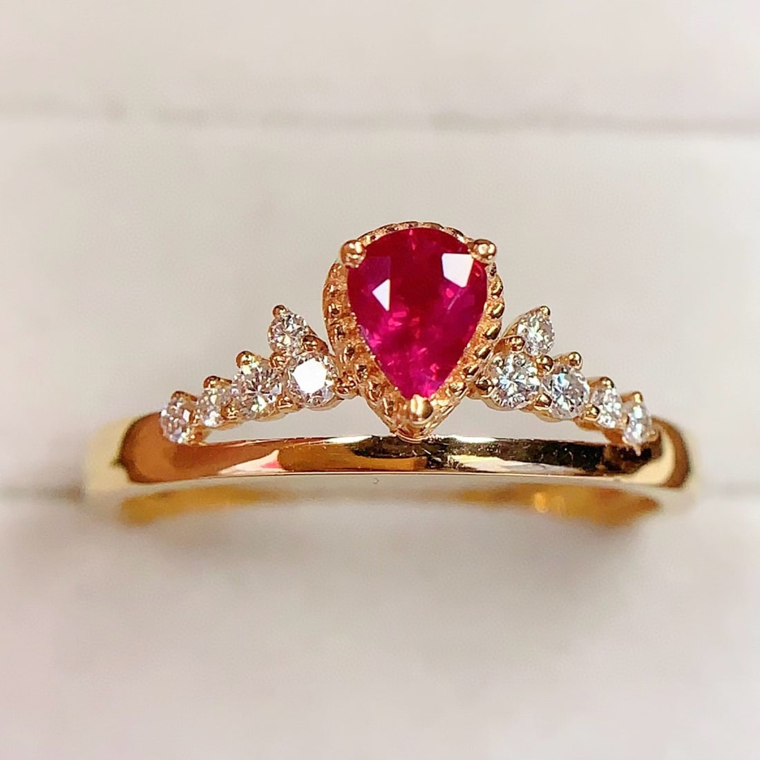 14k Gold 0.55 Ct Natural Ruby & Diamond Ring (1 of 7)