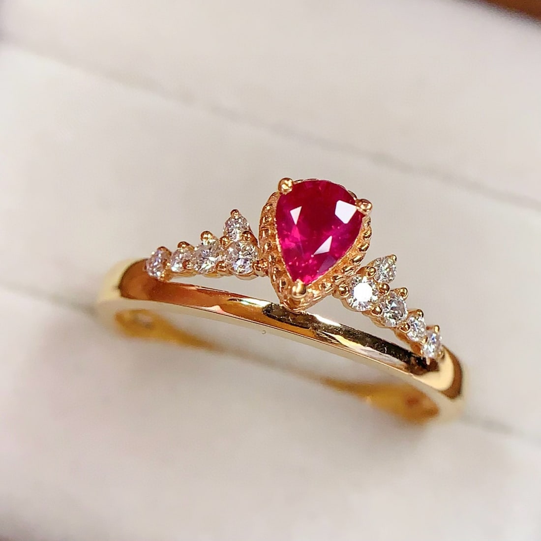 14k Gold 0.55 Ct Natural Ruby & Diamond Ring - 2