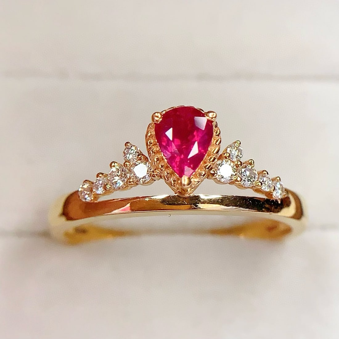 14k Gold 0.55 Ct Natural Ruby & Diamond Ring - 3