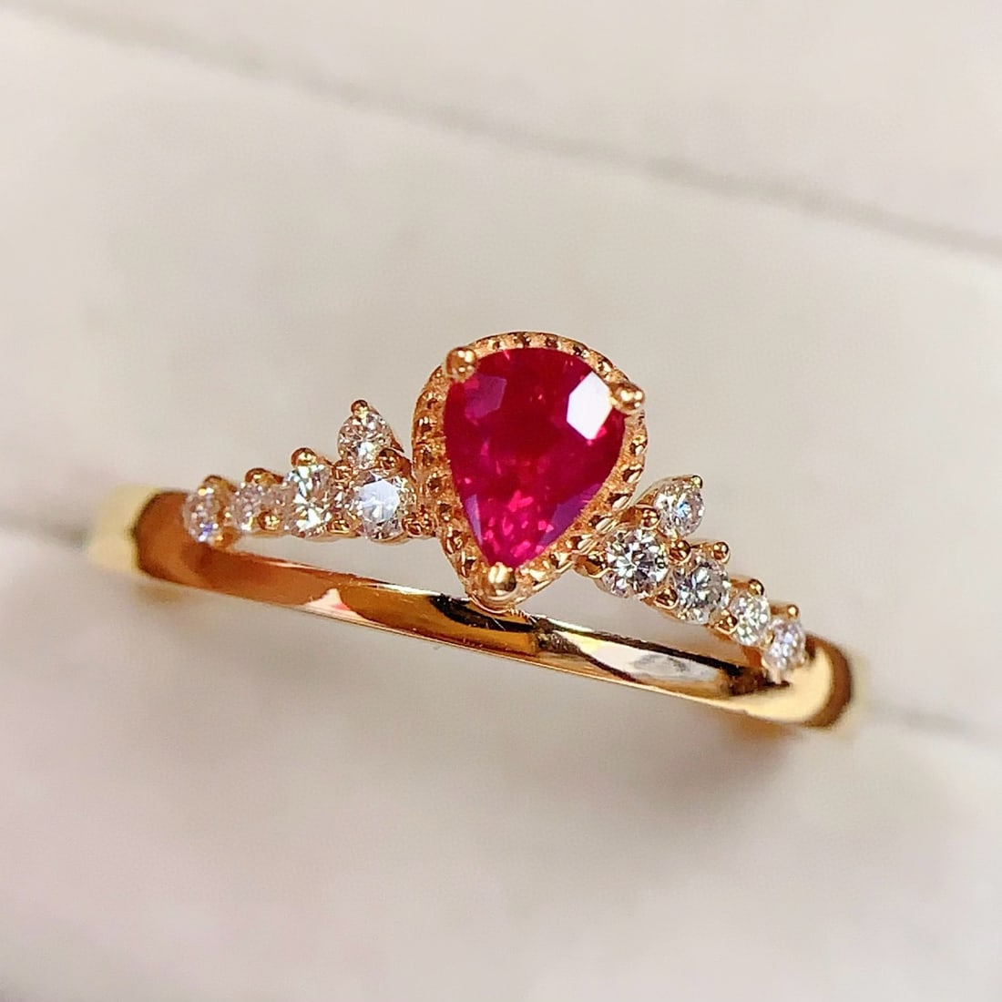 14k Gold 0.55 Ct Natural Ruby & Diamond Ring - 5
