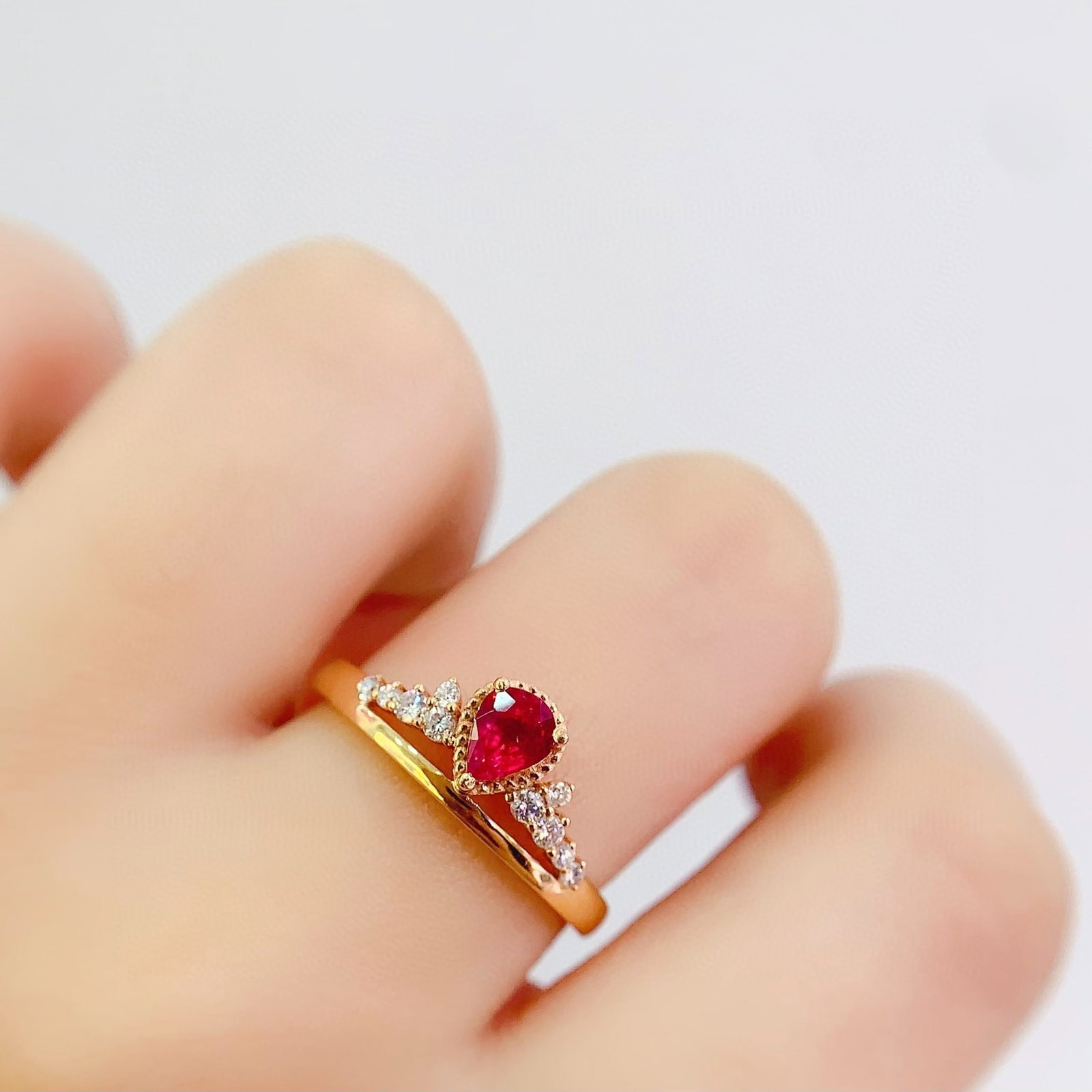 14k Gold 0.55 Ct Natural Ruby & Diamond Ring - 6
