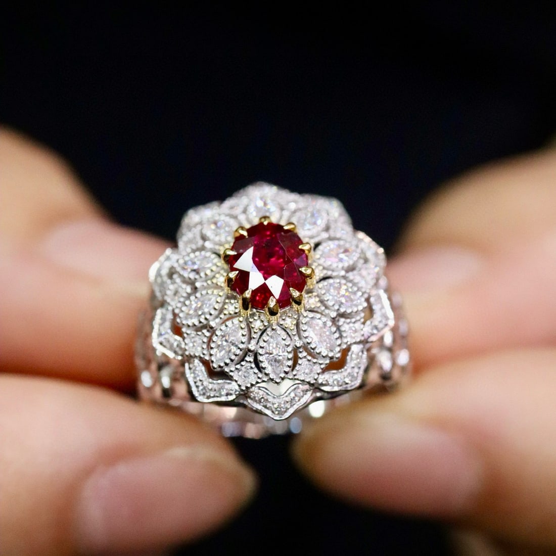 14k Gold 1.10 Ctw Natural Ruby & Diamond Ring - 3