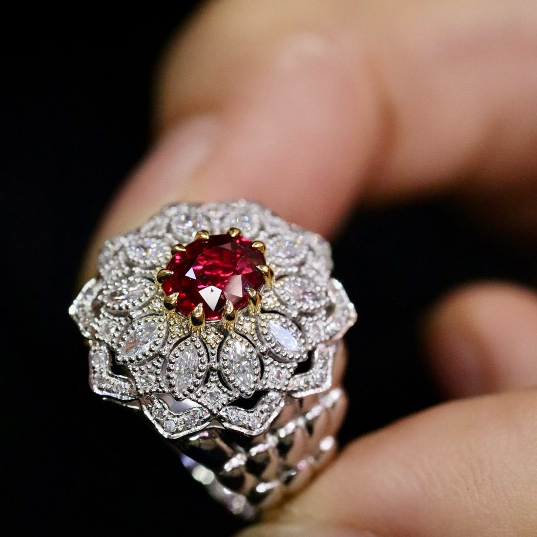 14k Gold 1.10 Ctw Natural Ruby & Diamond Ring - 4
