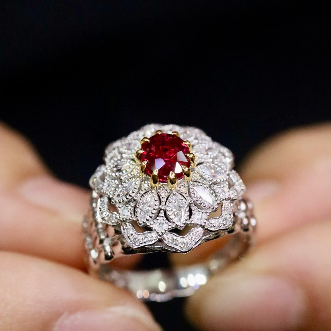 14k Gold 1.10 Ctw Natural Ruby & Diamond Ring - 5