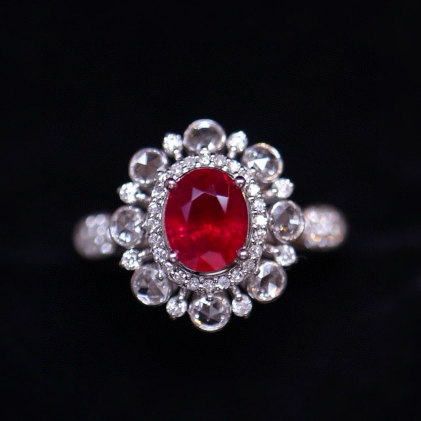 14k Gold 0.82 Ct Natural Ruby & Diamond Ring (1 of 7)