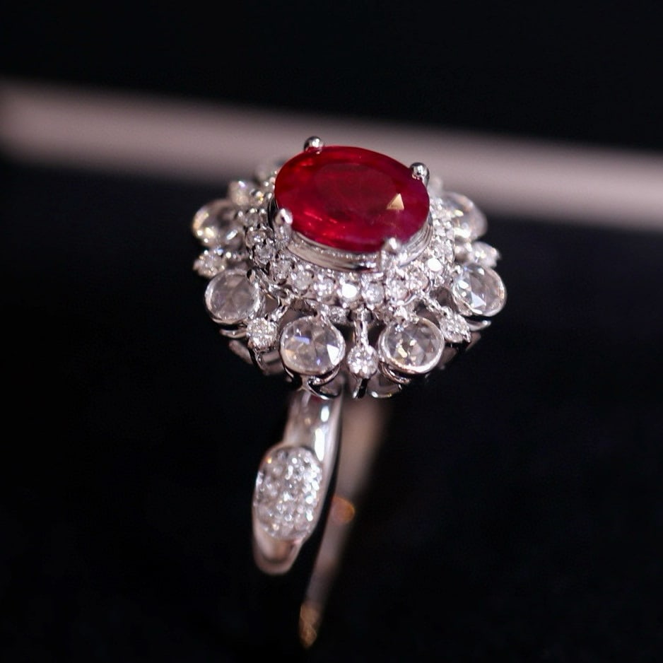 14k Gold 0.82 Ct Natural Ruby & Diamond Ring - 4