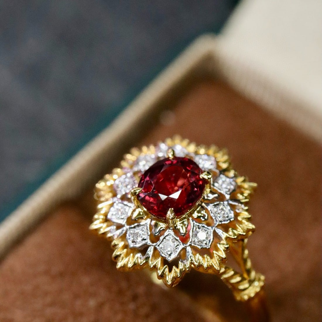 14k Gold 1.11 Ctw Natural Ruby & Diamond Ring - 2