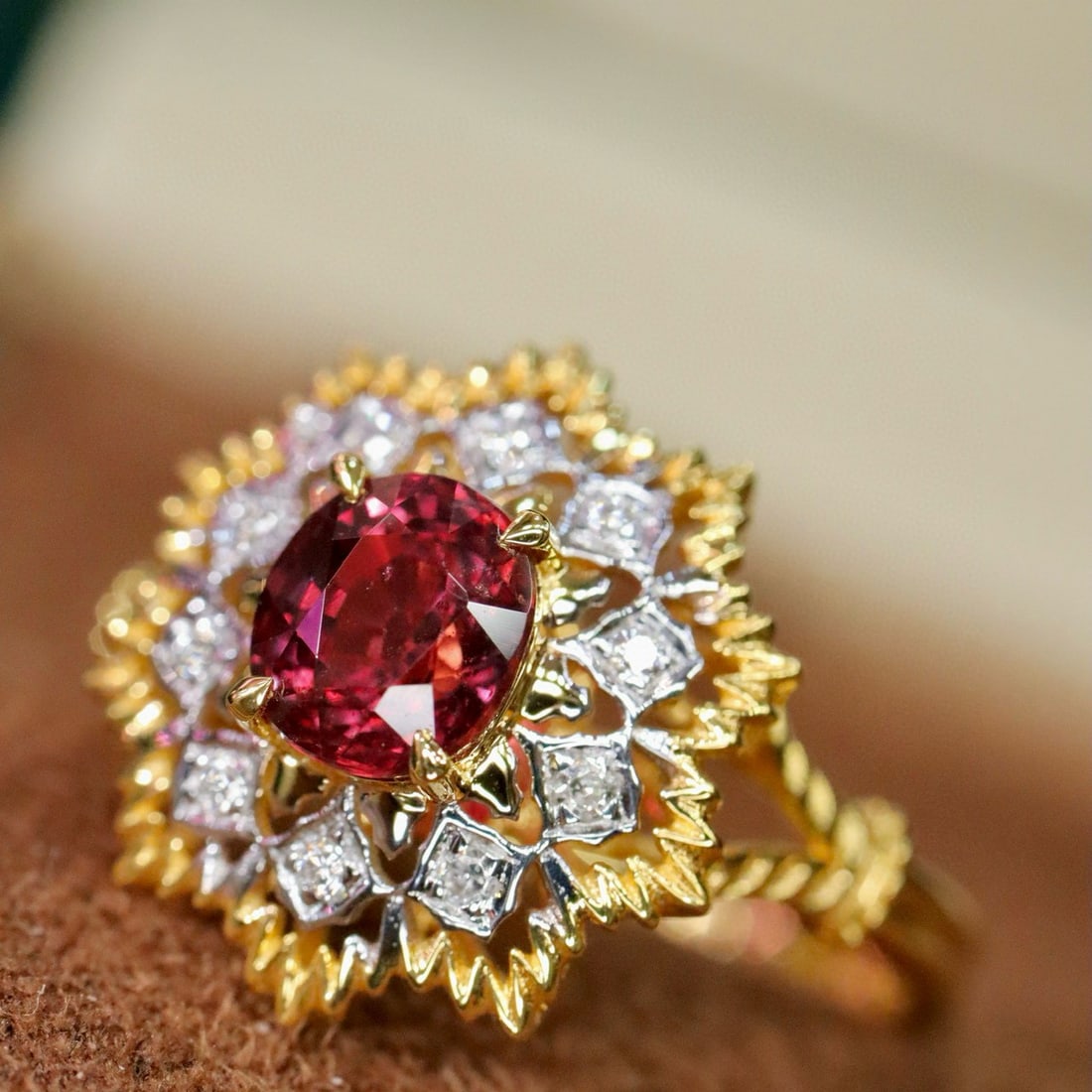 14k Gold 1.11 Ctw Natural Ruby & Diamond Ring - 6