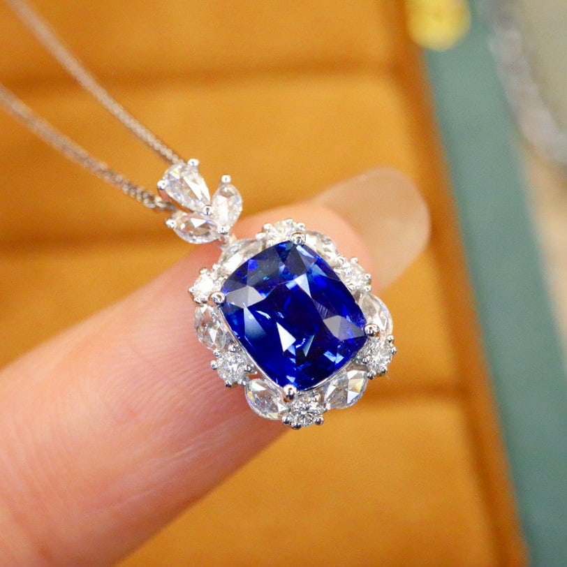 14k Gold 2.31 Ctw Natural Sapphire & Diamond Pendant( Without Chain ) - 3