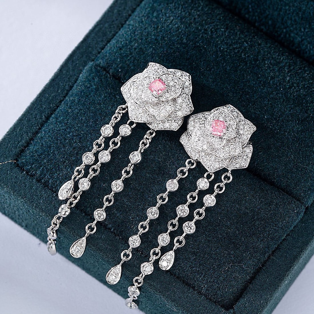 14k Gold 2.15 Ctw Natural Pink Diamond & Diamond Earrings - 2