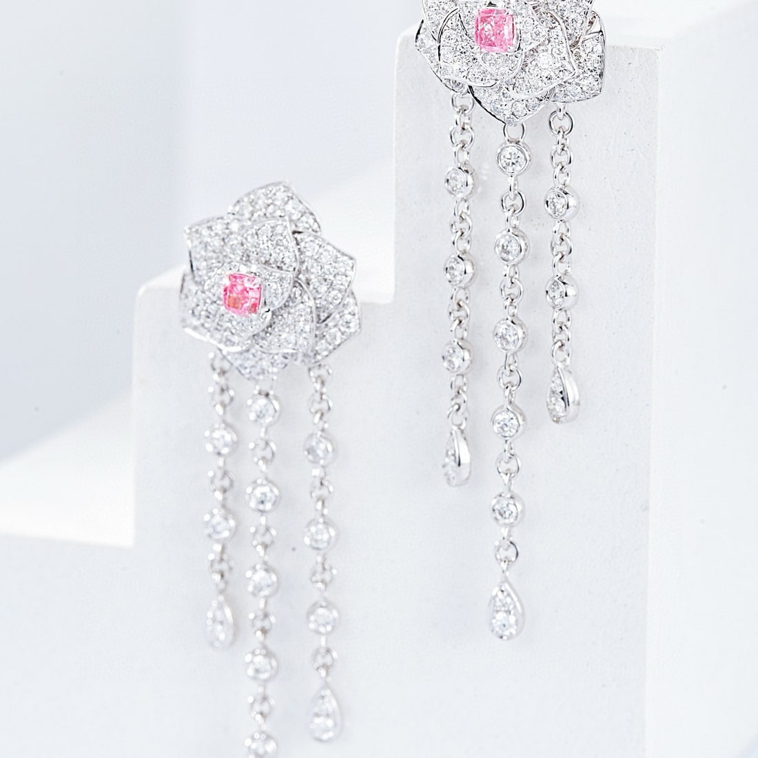 14k Gold 2.15 Ctw Natural Pink Diamond & Diamond Earrings - 4