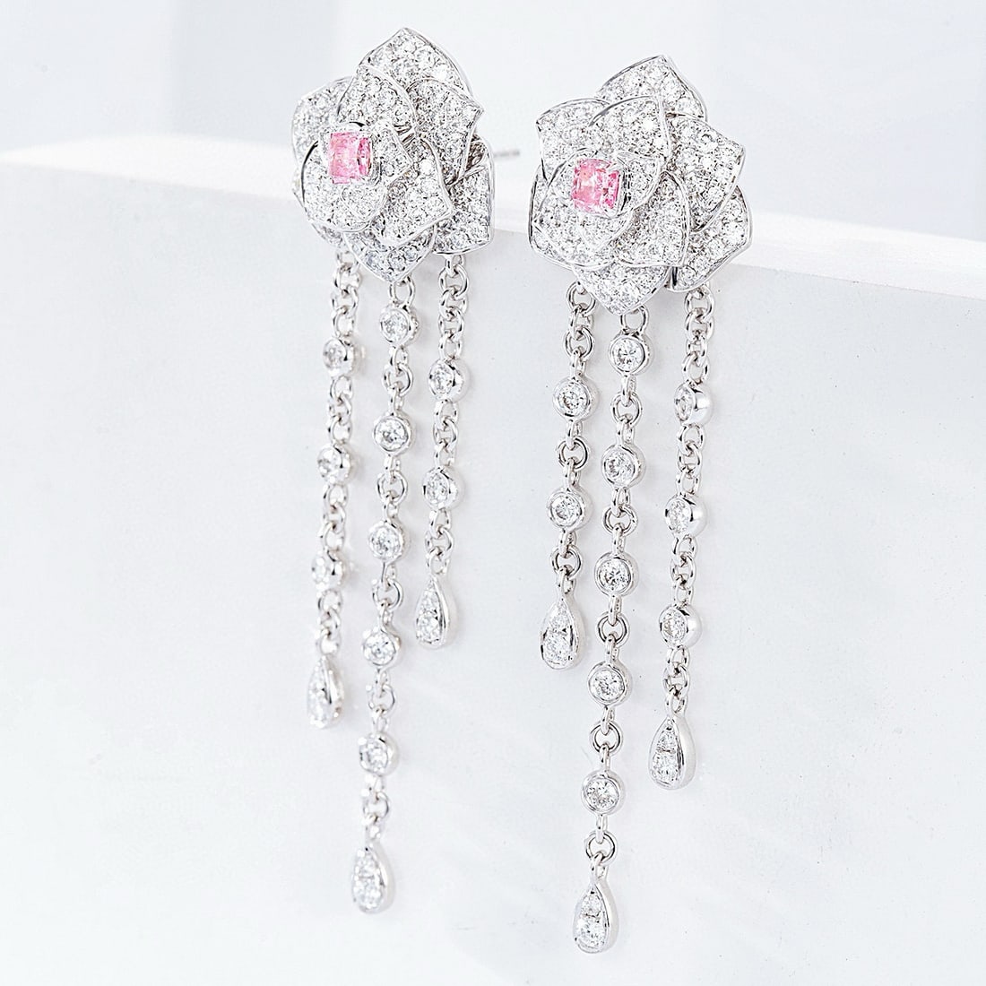 14k Gold 2.15 Ctw Natural Pink Diamond & Diamond Earrings - 6