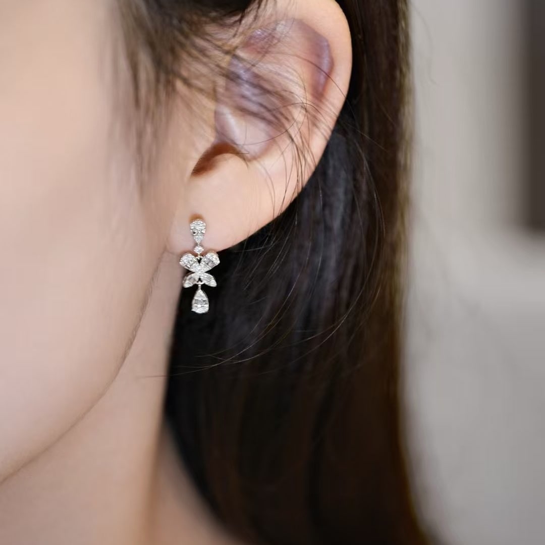 14k Gold 0.5 Ct Natural H Diamond Earrings - 5