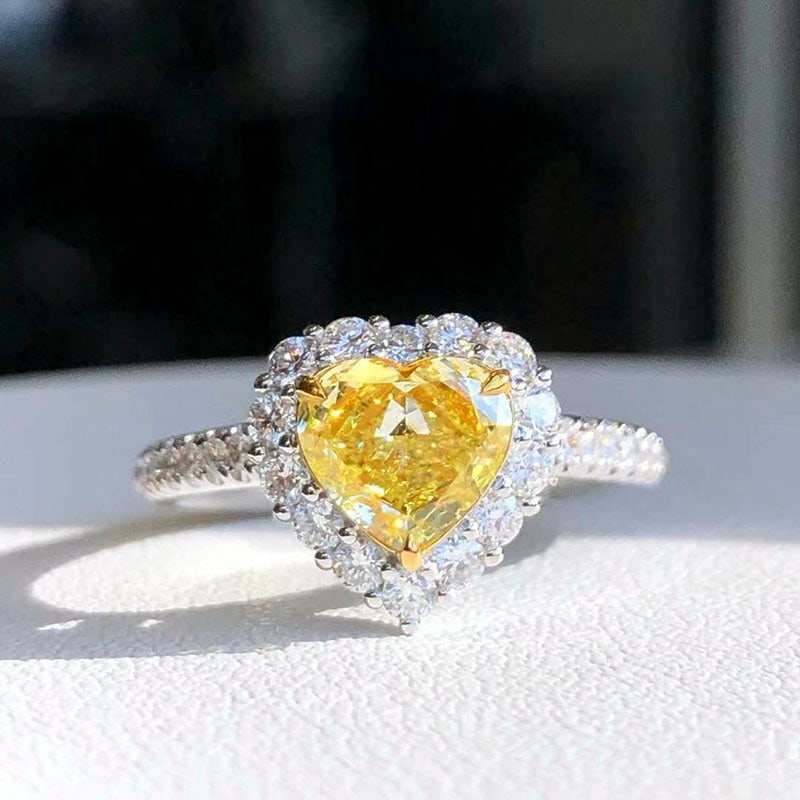 14k Gold 1.50 Ctw Natural Yellow Diamond & Diamond Ring (1 of 6)