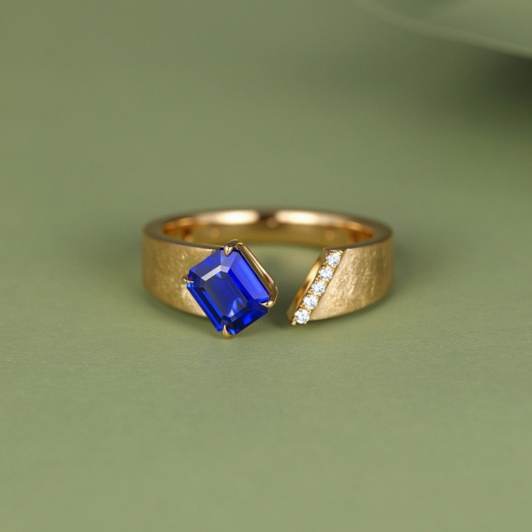 14k Gold 1.05 Ct Natural Sapphire & Diamond Ring (1 of 6)