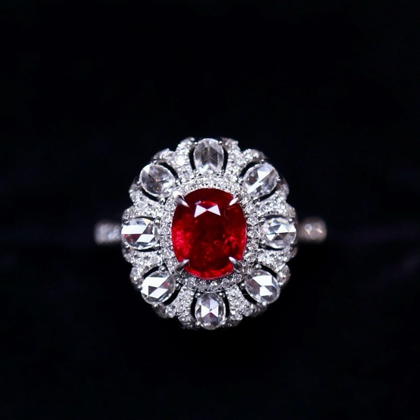 14k Gold 1.1 Ct Vivid Red Natural Ruby & Diamond Ring (1 of 7)