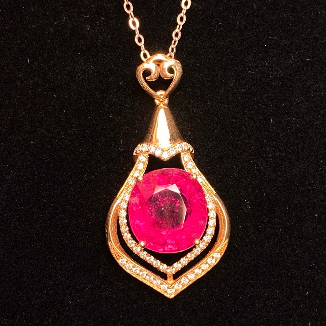 14k Gold 4.95 Ct Natural Tourmaline & Diamond Pendant( Without Chain ) - 4