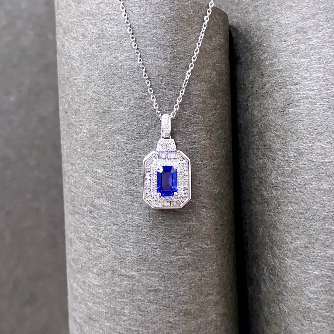 14k Gold 0.98 Ctw Natural Sapphire & Diamond Pendant( Without Chain ) - 3