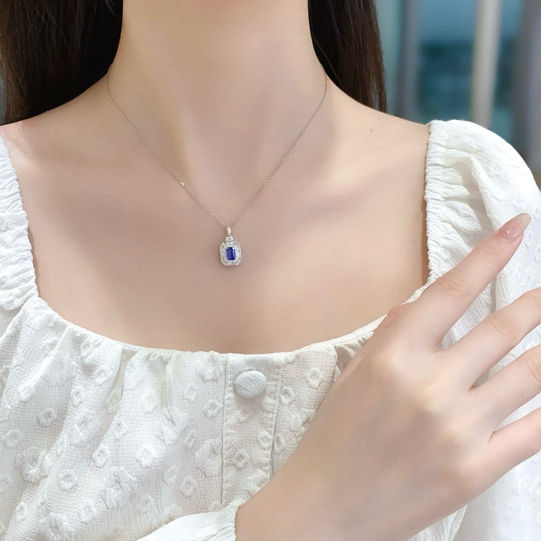 14k Gold 0.98 Ctw Natural Sapphire & Diamond Pendant( Without Chain ) - 4