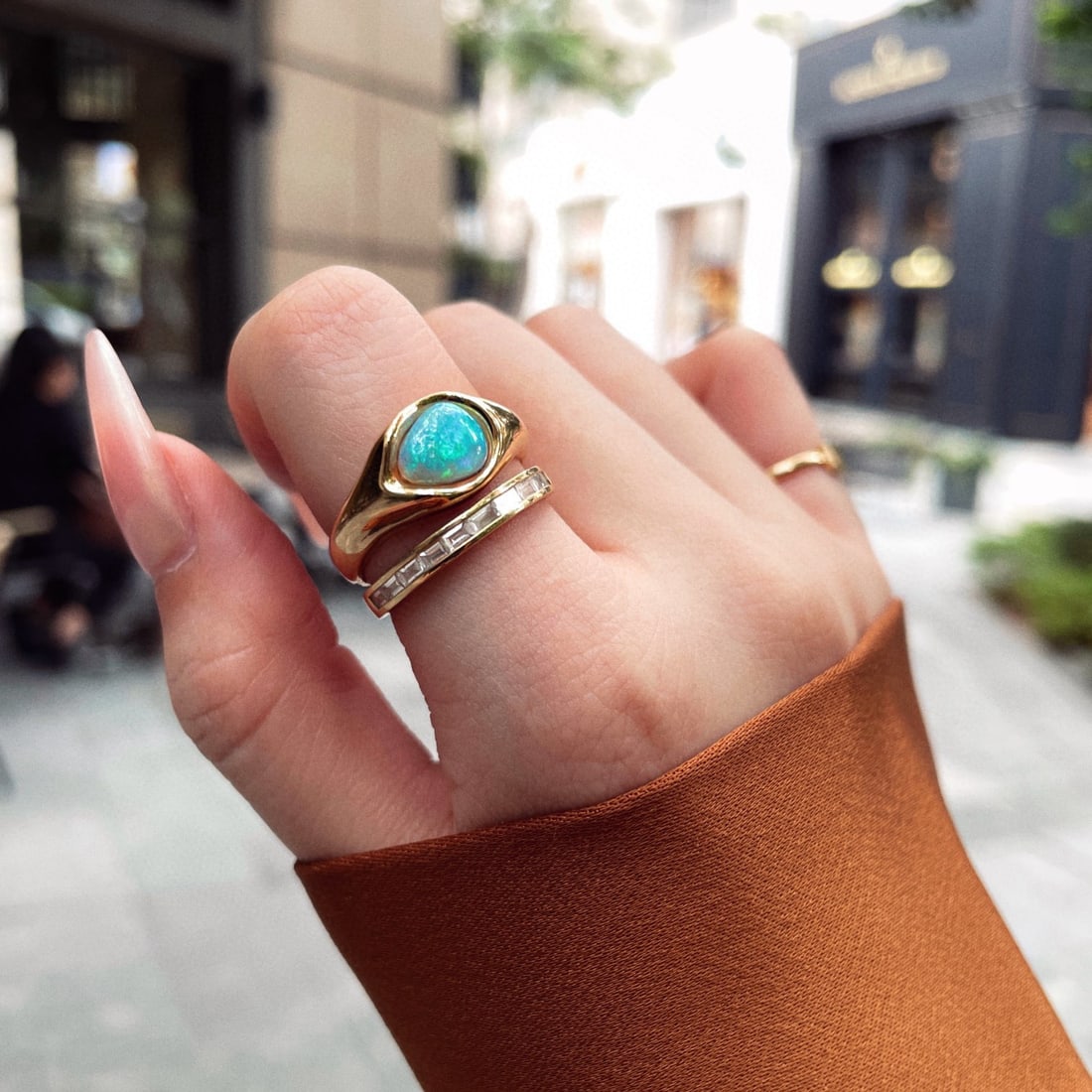 14k Gold 0.8 Ct Natural Opal Ring - 2