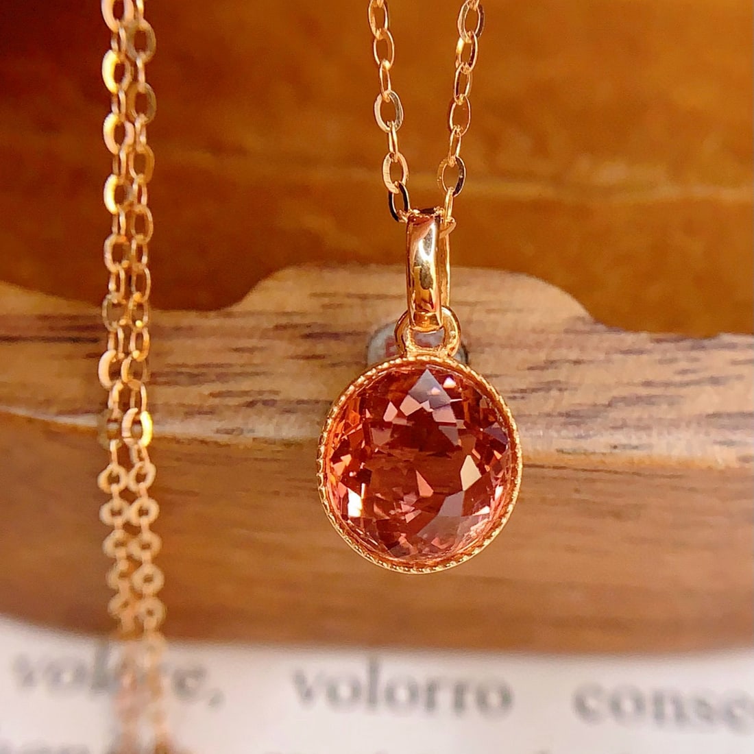 14k Gold 2 Ct Natural Tourmaline Necklace: Ref:231008119 // gold content:14k gold // main gemstone:tourmaline // shape:round // carat weight:2ct // color:orange // treatment:natural // cut grade:g // Low Estimate: 2400 Condition: New High
