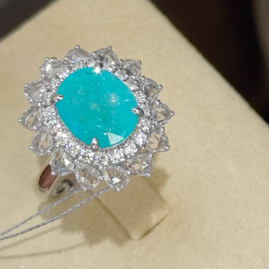 14k Gold 4.24 Ctw Natural Paraiba Tourmaline & Sapphire Ring/pendant( Without Chain ) - 2