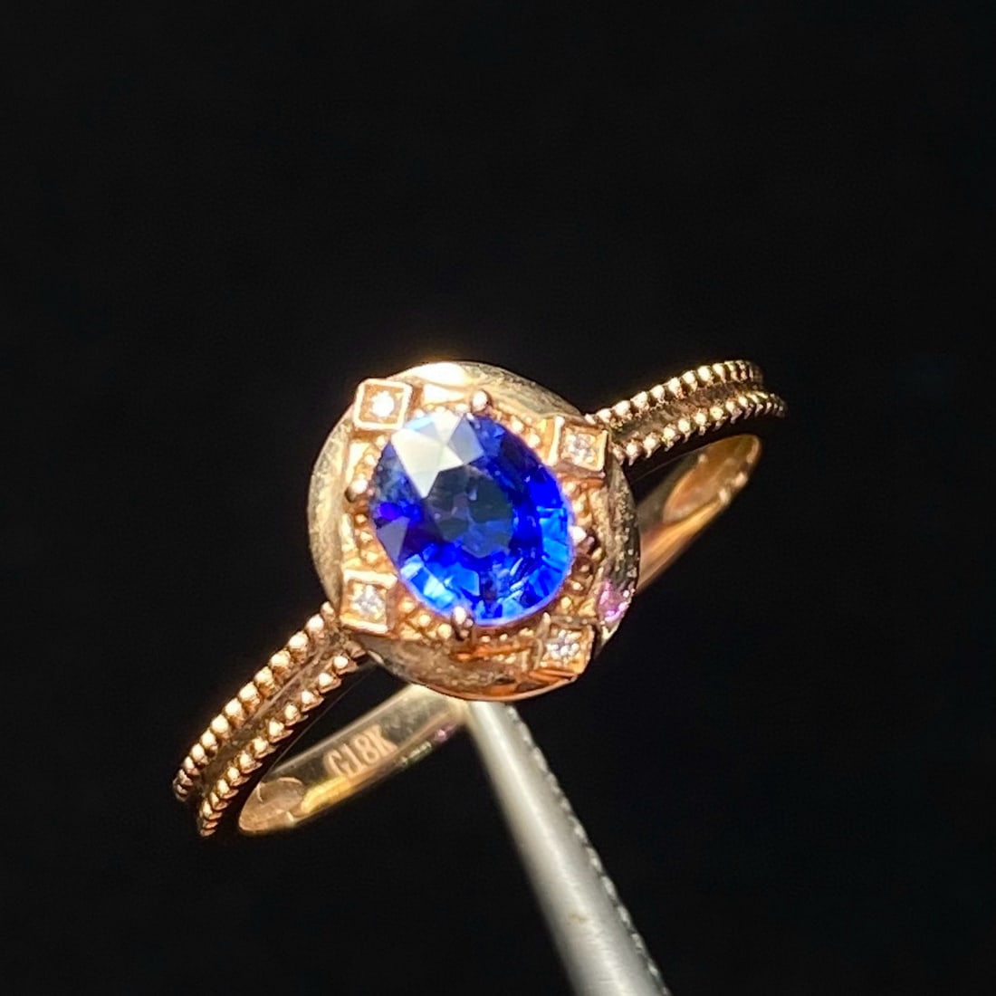 14k Gold 0.53 Ct Natural Sapphire & Diamond Ring (1 of 6)