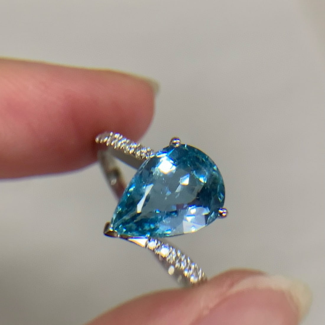 14k Gold 6.32 Ct Natural Aquamarine & Diamond Jewelry Set - 4