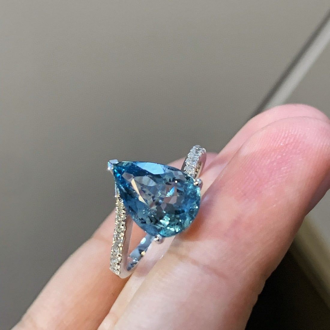 14k Gold 6.32 Ct Natural Aquamarine & Diamond Jewelry Set - 9