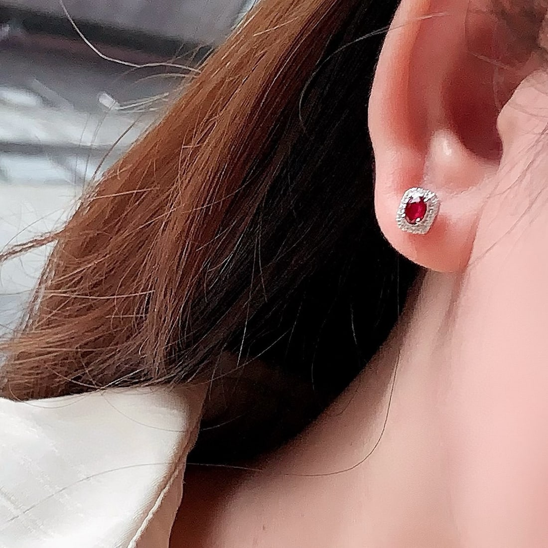 14k Gold 0.86 Ctw Natural Ruby & Diamond Earrings - 5