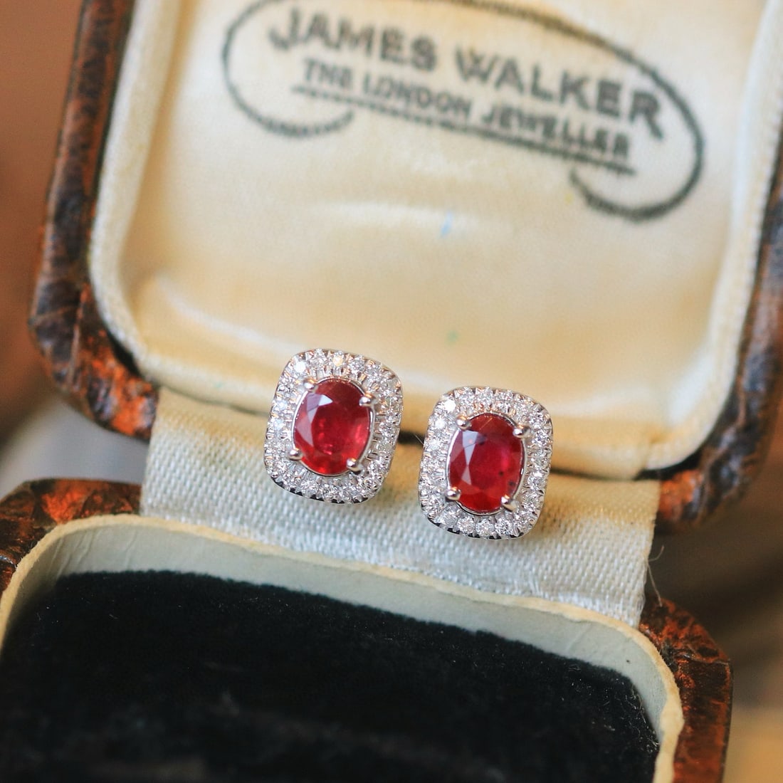 14k Gold 0.86 Ctw Natural Ruby & Diamond Earrings - 6