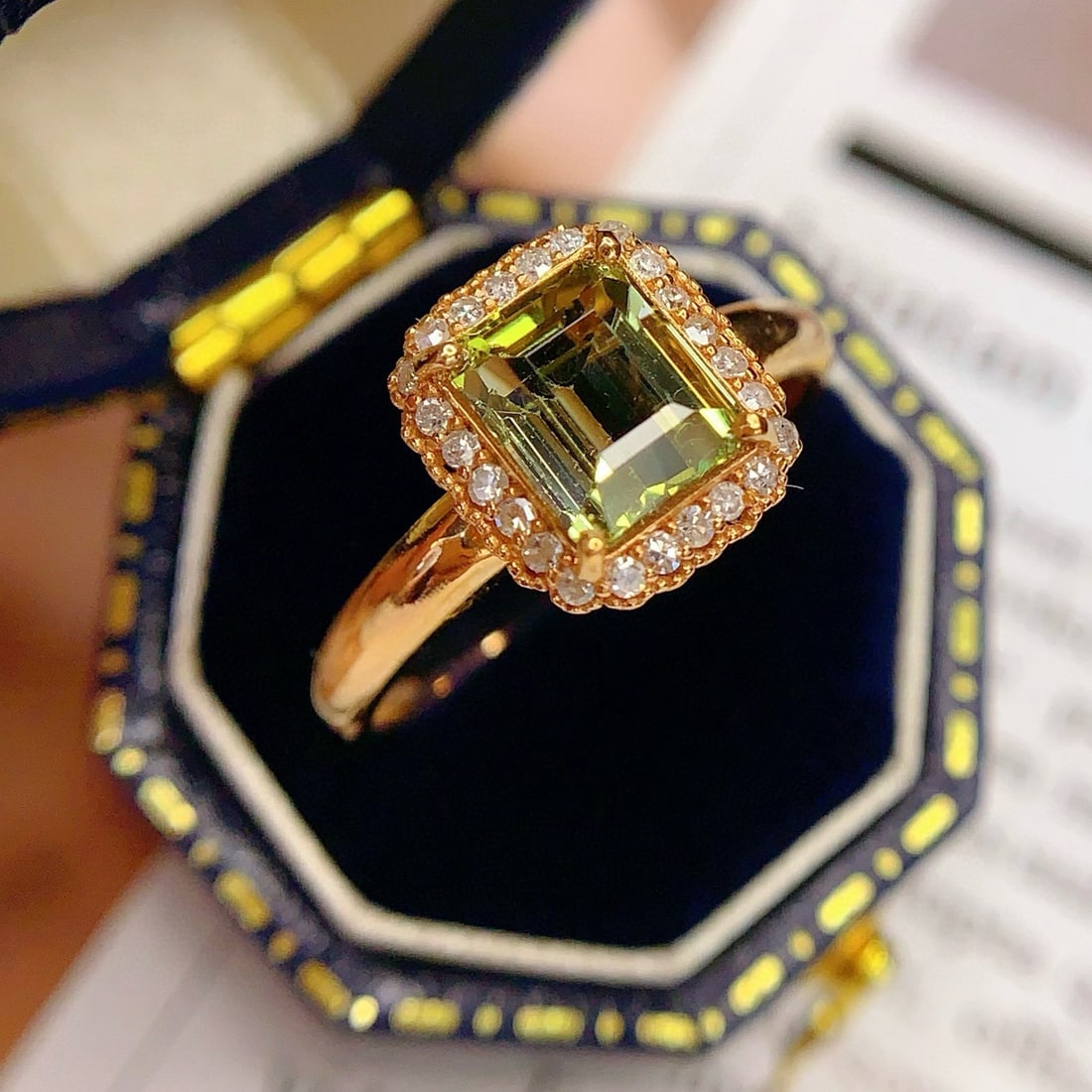 14k Gold 2 Ct Natural Tourmaline & Diamond Ring - 2