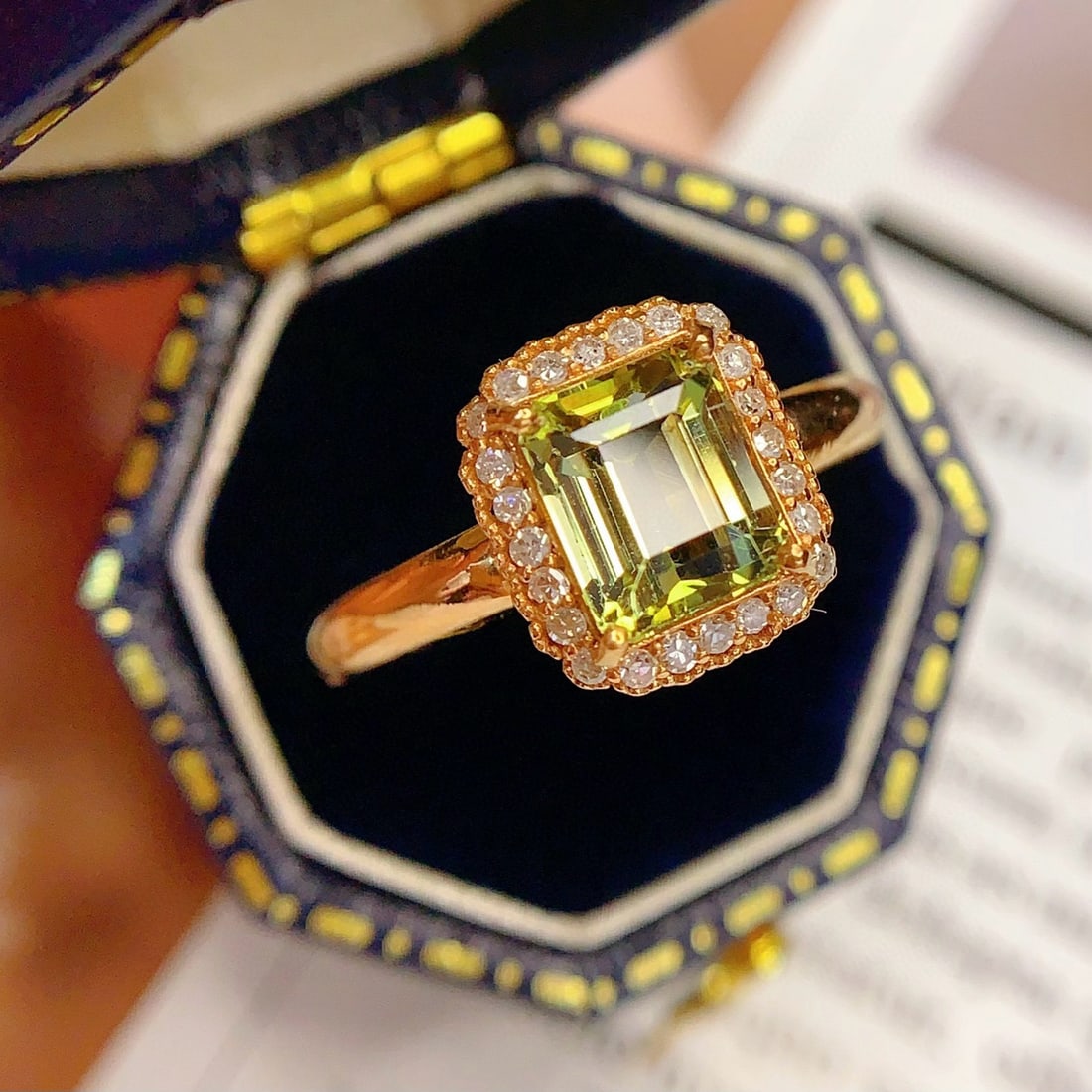 14k Gold 2 Ct Natural Tourmaline & Diamond Ring - 3