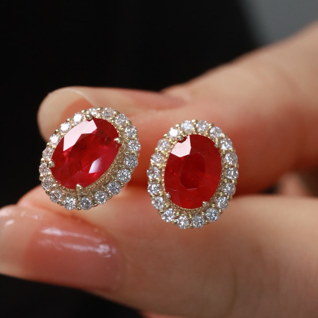 14k Gold 2.16 Ctw Natural Ruby & Diamond Earrings - 3