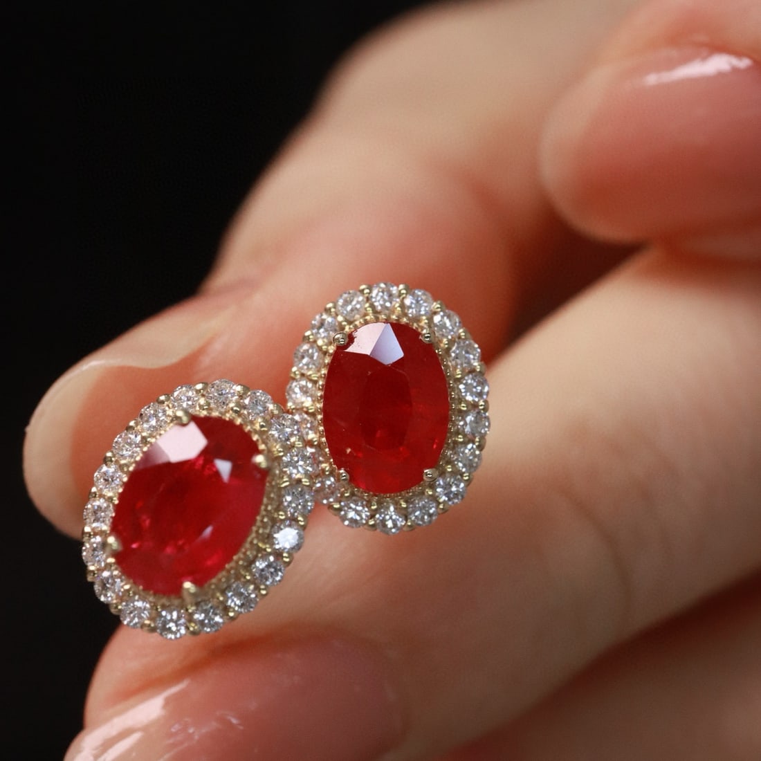 14k Gold 2.16 Ctw Natural Ruby & Diamond Earrings - 4
