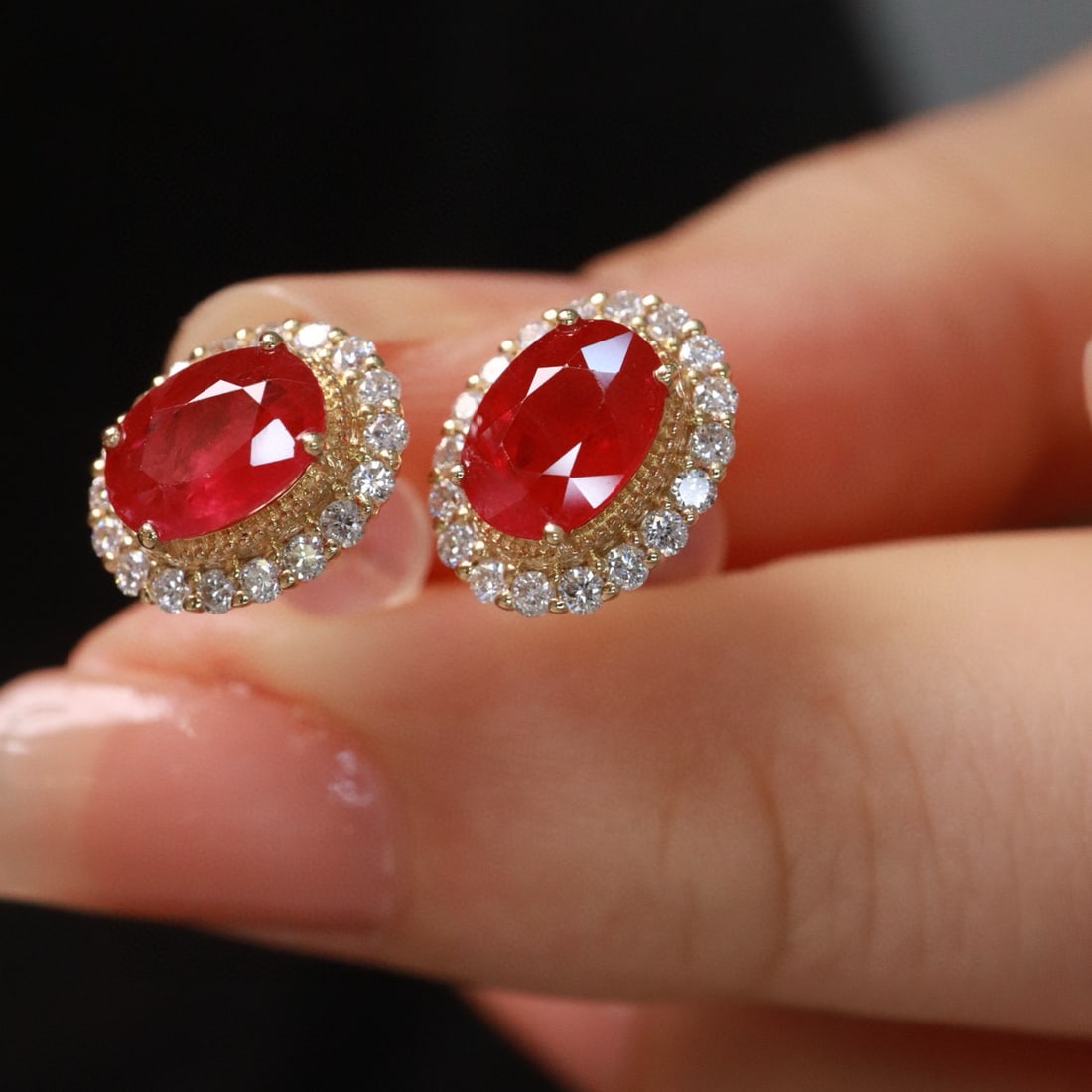 14k Gold 2.16 Ctw Natural Ruby & Diamond Earrings - 6