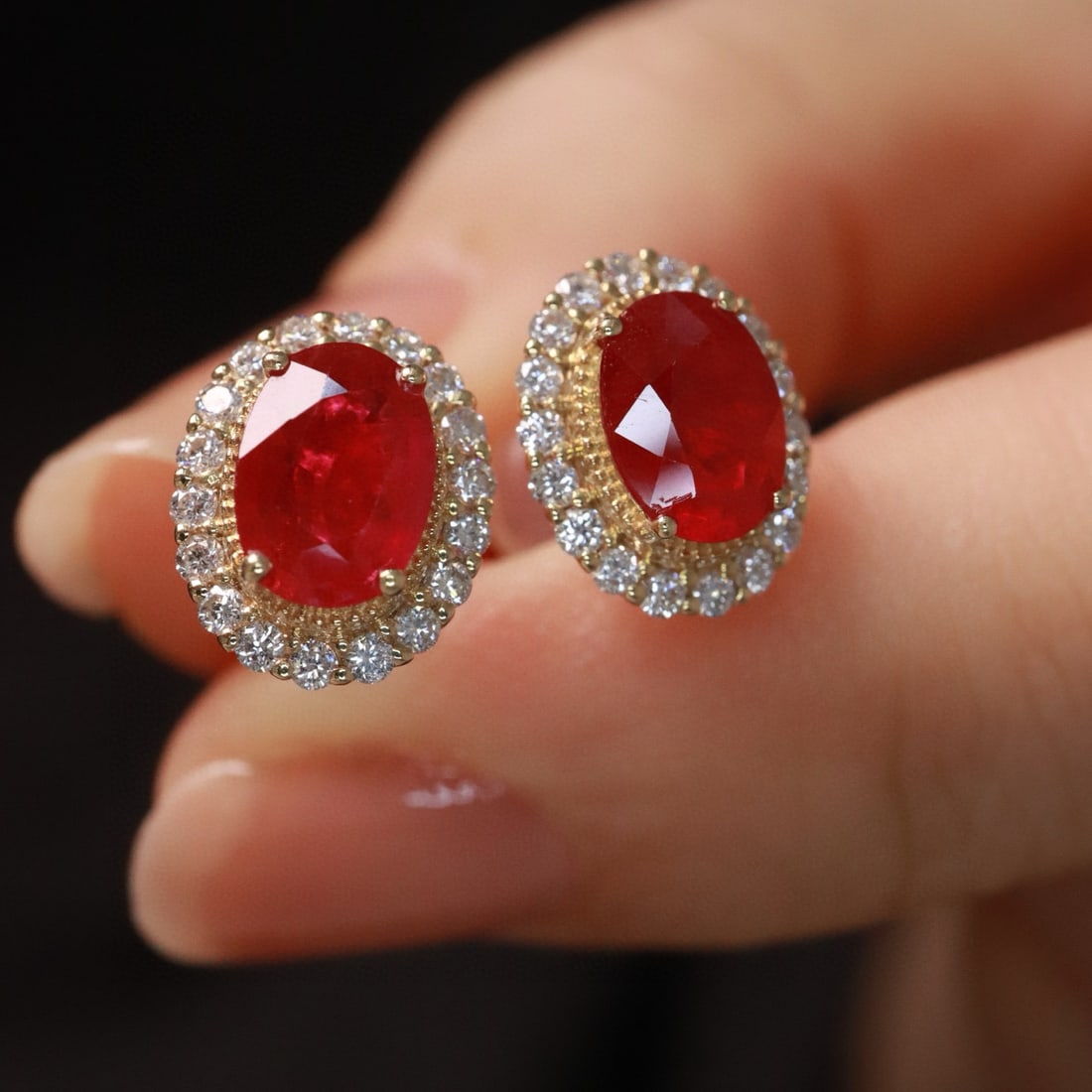 14k Gold 2.16 Ctw Natural Ruby & Diamond Earrings - 7