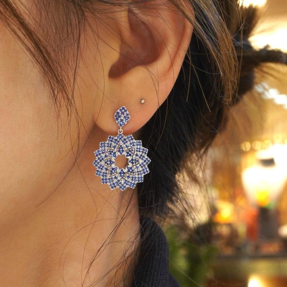 14k Gold 2.0 Ct Natural Sapphire Earrings - 2