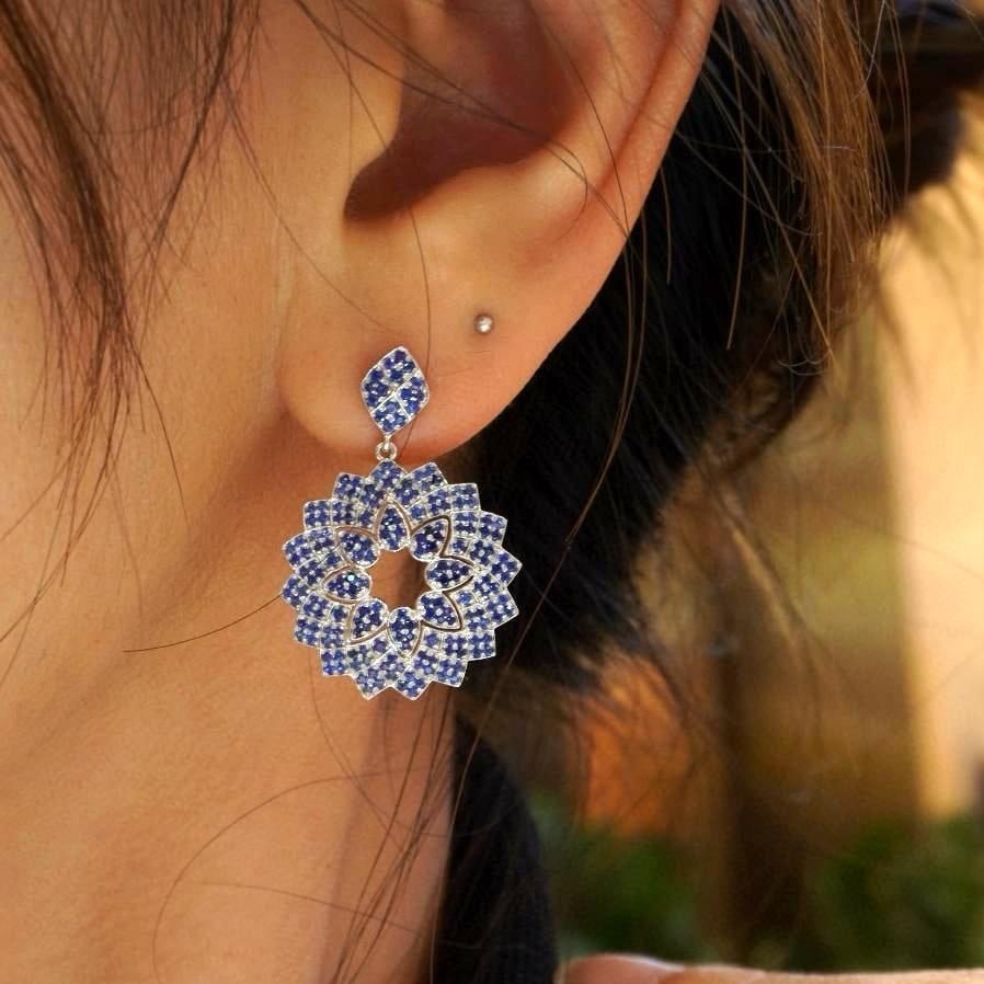 14k Gold 2.0 Ct Natural Sapphire Earrings - 3