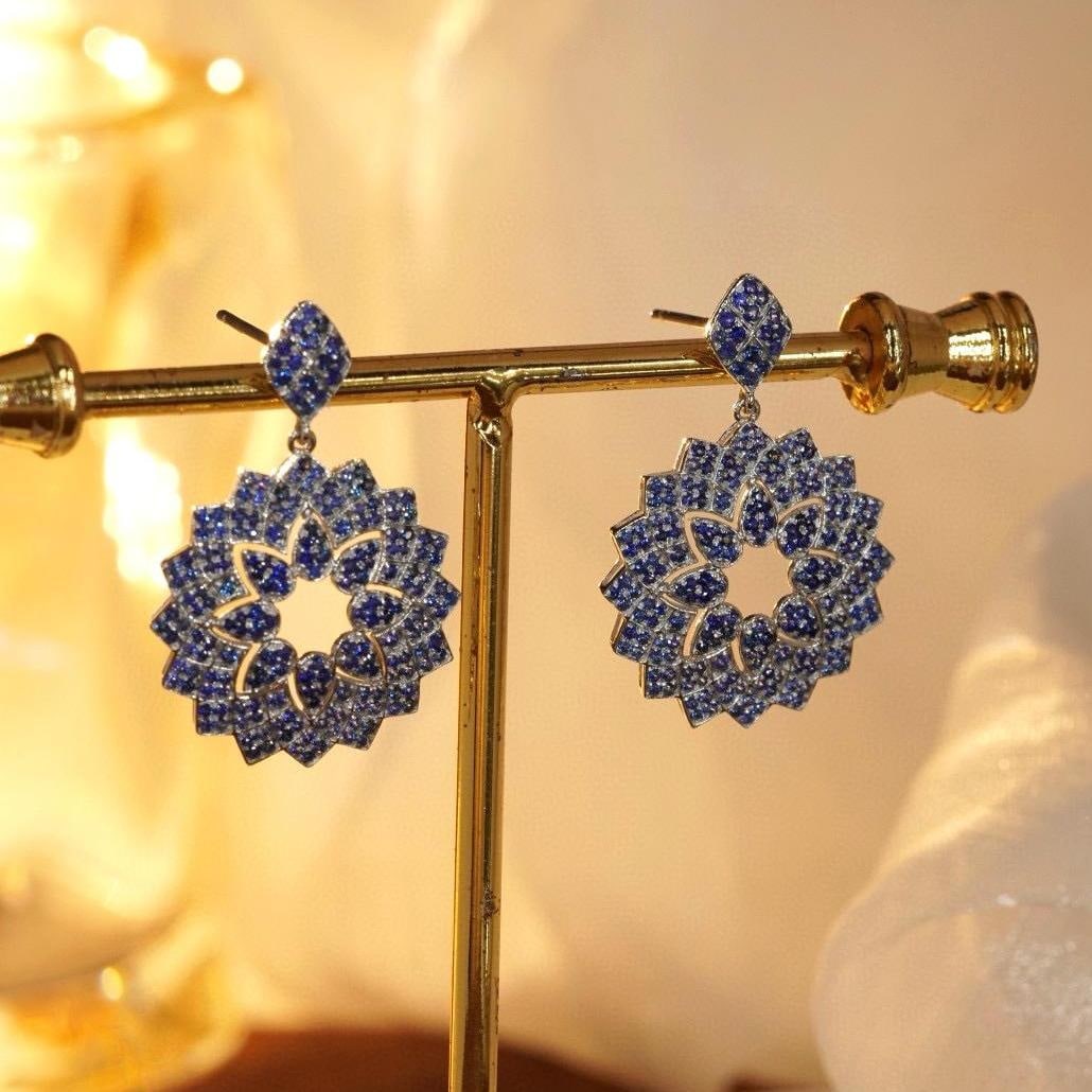 14k Gold 2.0 Ct Natural Sapphire Earrings - 4