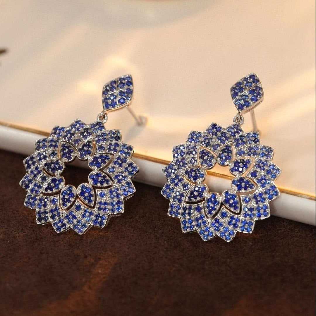 14k Gold 2.0 Ct Natural Sapphire Earrings - 5