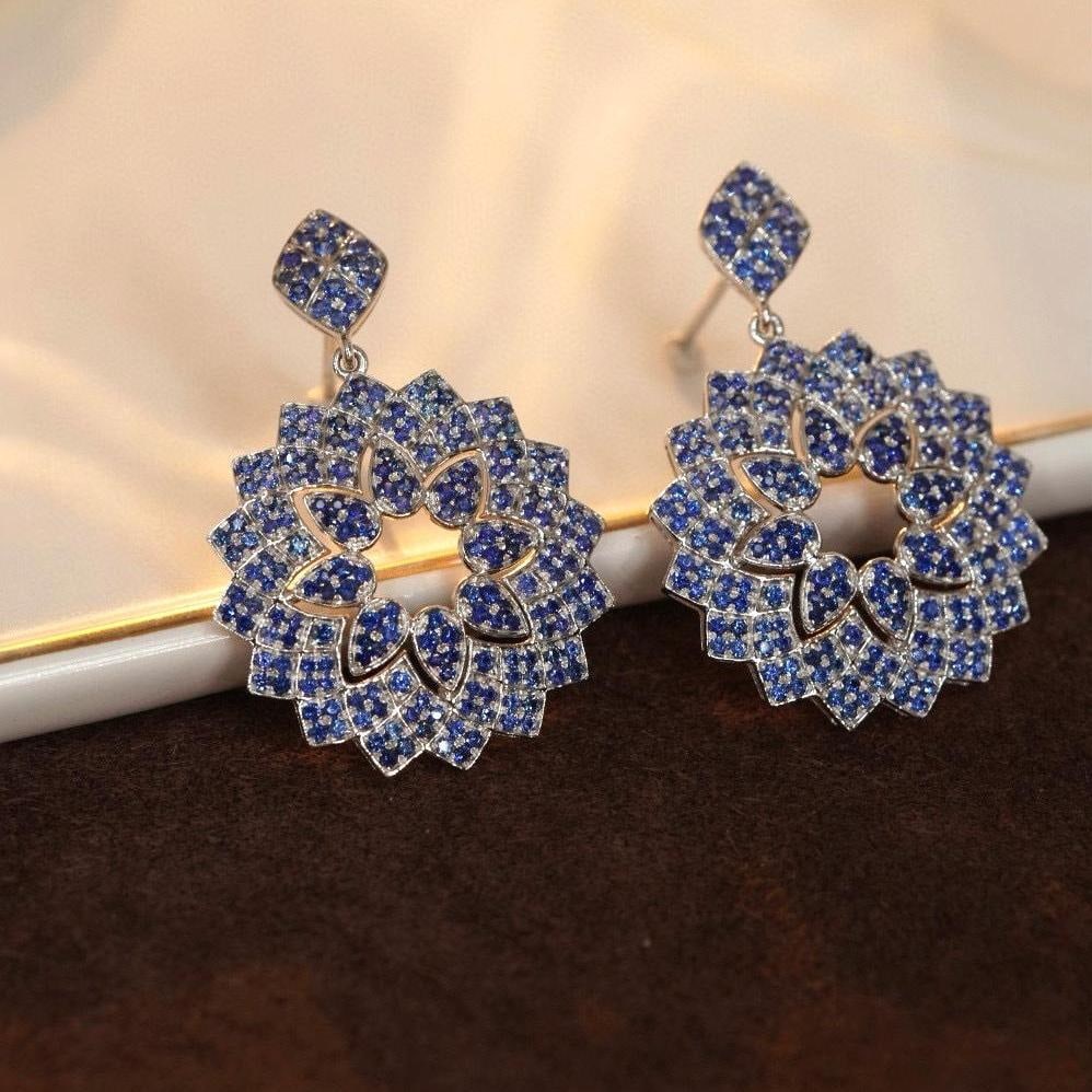 14k Gold 2.0 Ct Natural Sapphire Earrings - 6