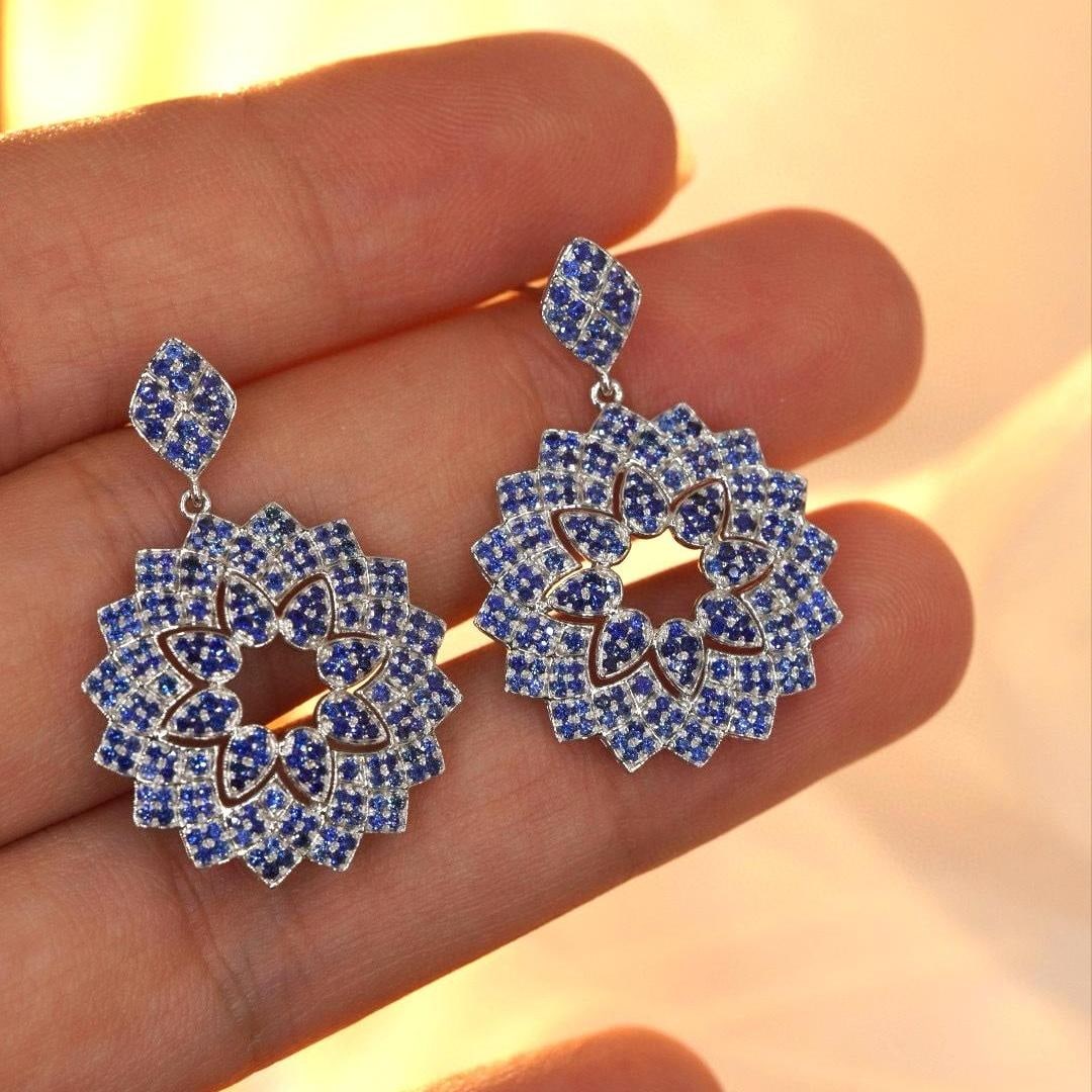 14k Gold 2.0 Ct Natural Sapphire Earrings - 7