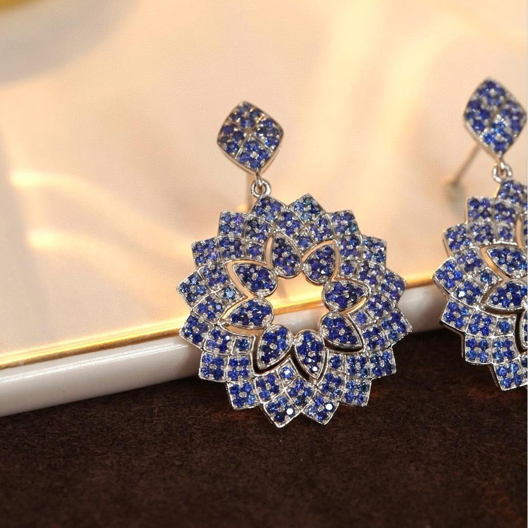 14k Gold 2.0 Ct Natural Sapphire Earrings - 8