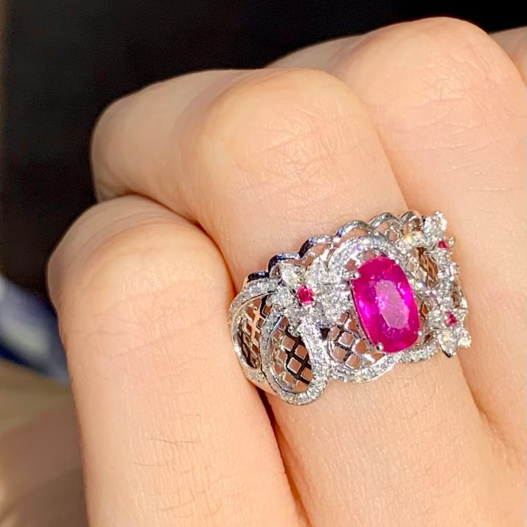 14k Gold 1.25 Ct Natural Ruby & Diamond Ring - 5