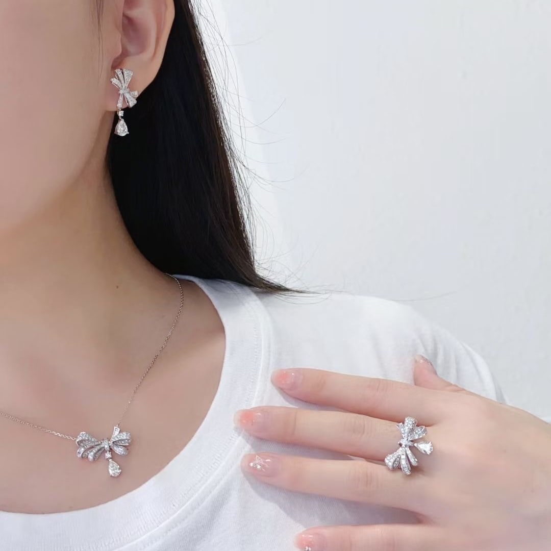 Gia Certified 14k Gold 3.85 Ctw Natural E-f Vs Pear Diamond Jewelry Set - 3