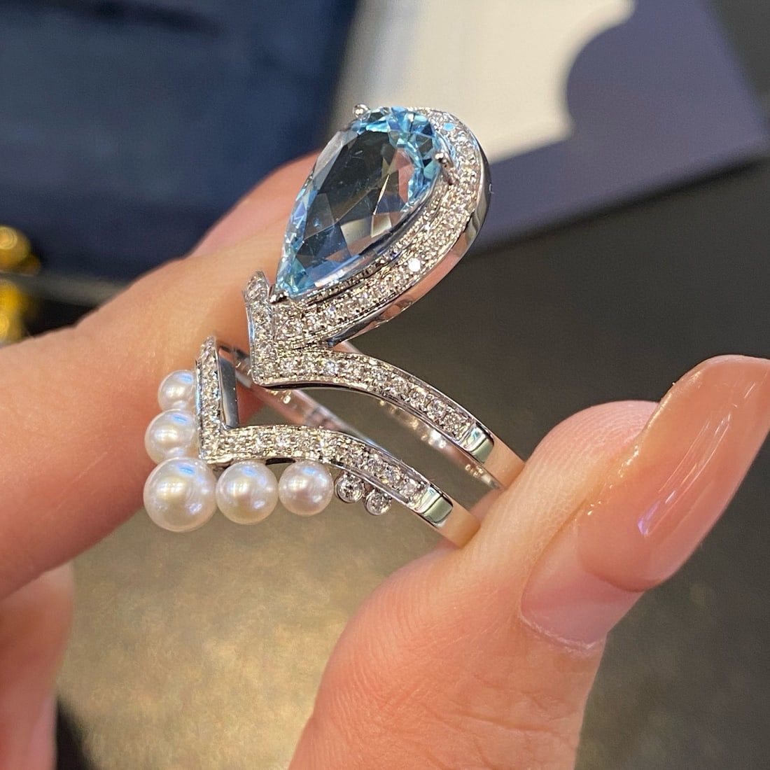 14k Gold 2.36 Ct Natural Aquamarine & Diamond Ring - 6